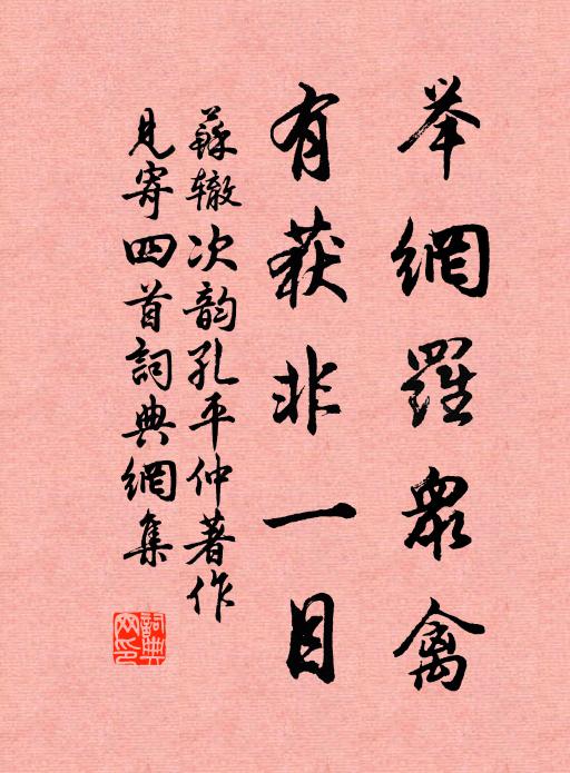 苏辙举网罗众禽，有获非一目书法作品欣赏