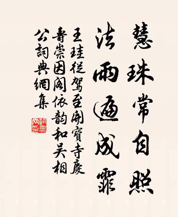 王珪慧珠常自照，法雨遍成霏书法作品欣赏