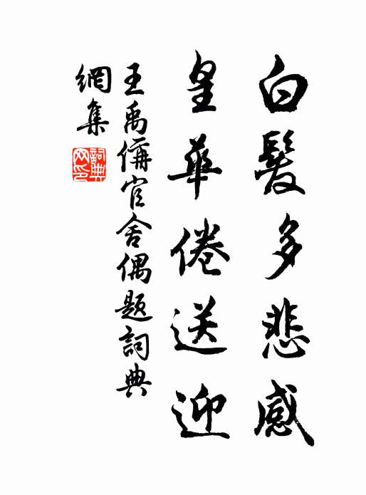 王禹偁白发多悲感，皇华倦送迎书法作品欣赏