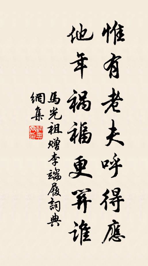 马光祖惟有老夫呼得应，他年祸福更关谁书法作品欣赏