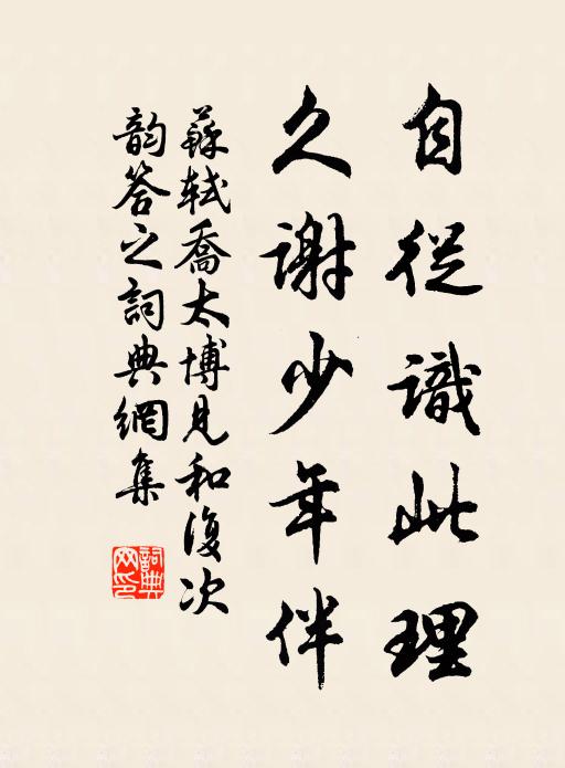苏轼自从识此理，久谢少年伴书法作品欣赏