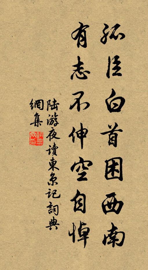 陆游孤臣白首困西南，有志不伸空自悼书法作品欣赏