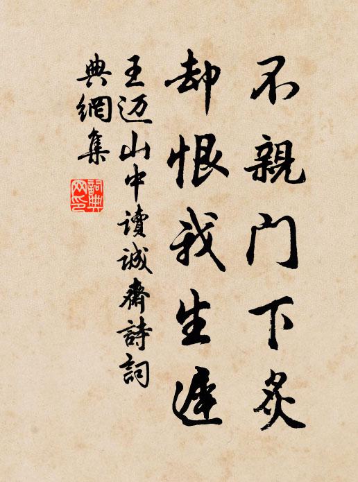 王迈不亲门下炙，却恨我生迟书法作品欣赏