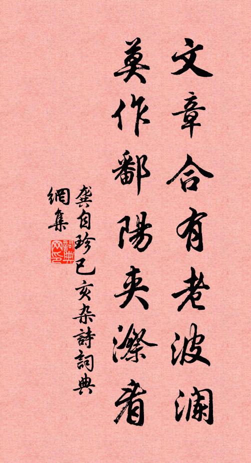 龚自珍文章合有老波澜，莫作鄱阳夹漈看书法作品欣赏
