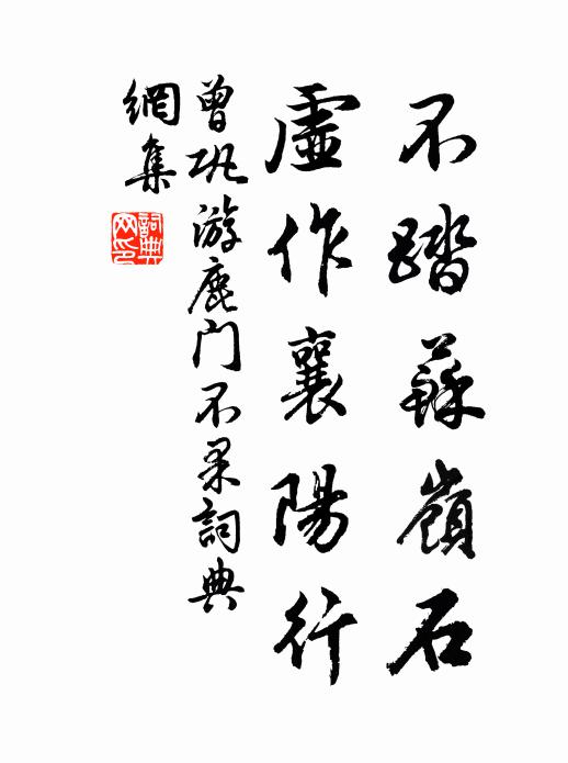 曾巩不踏苏岭石，虚作襄阳行书法作品欣赏
