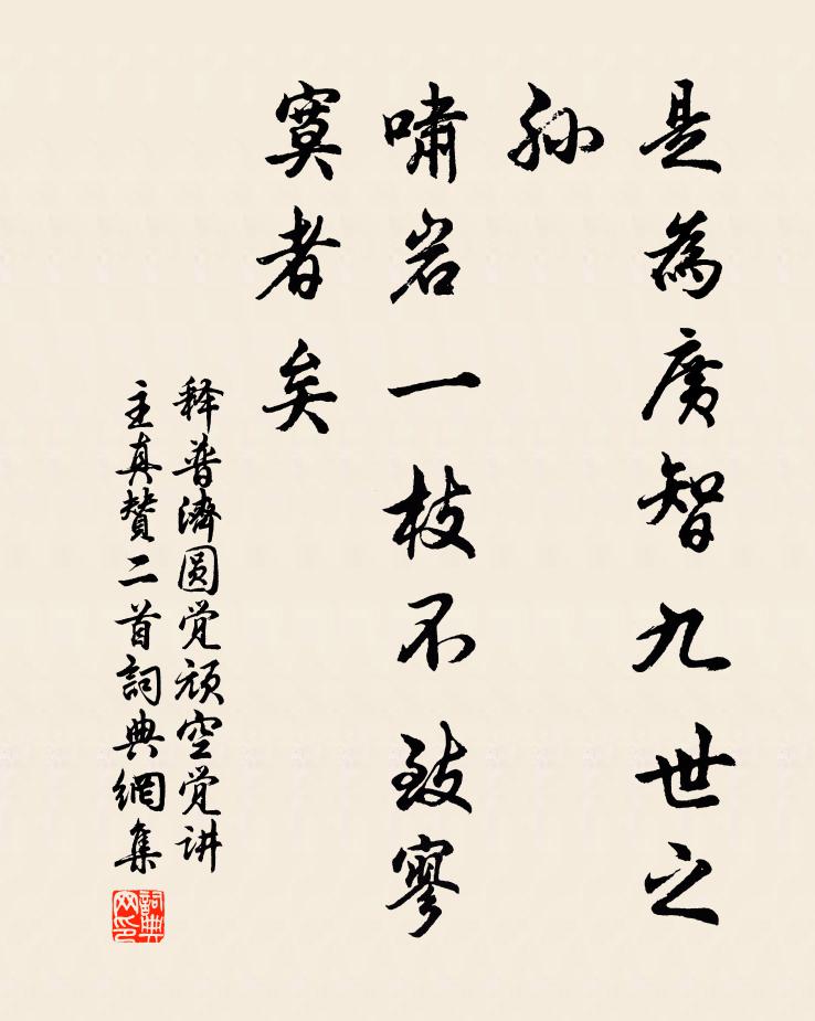 释普济是为广智九世之孙，啸岩一枝不致寥寞者矣书法作品欣赏