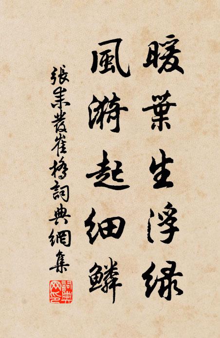 张耒暖叶生浮绿，风漪起细鳞书法作品欣赏