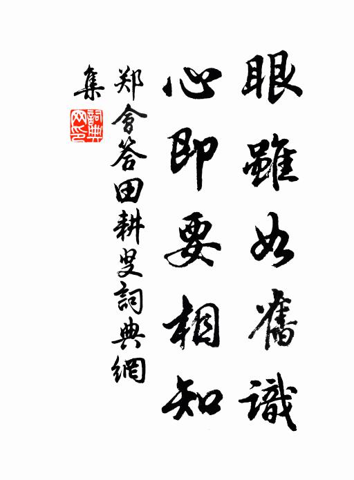郑会眼虽如旧识，心即要相知书法作品欣赏