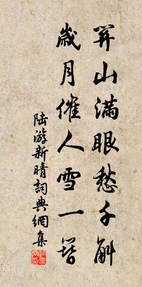 陆游关山满眼愁千斛，岁月催人雪一簪书法作品欣赏