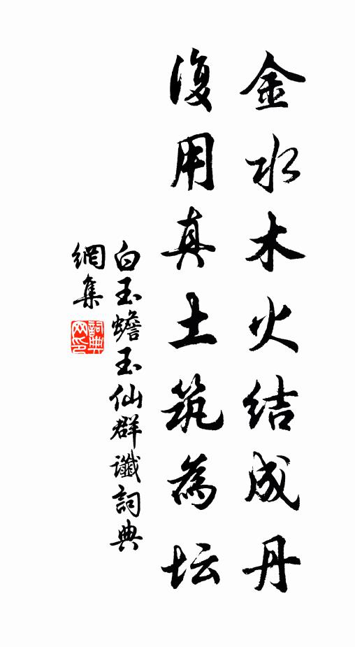 白玉蟾金水木火结成丹，复用真土筑为坛书法作品欣赏
