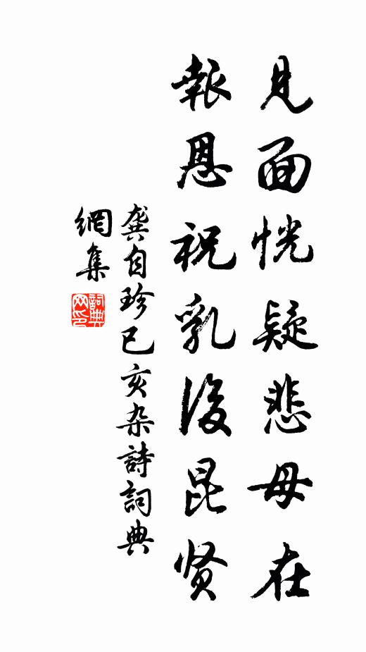 龚自珍见面恍疑悲母在，报恩祝乳后昆贤书法作品欣赏