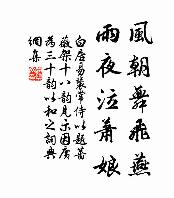 白居易风朝舞飞燕，雨夜泣萧娘书法作品欣赏