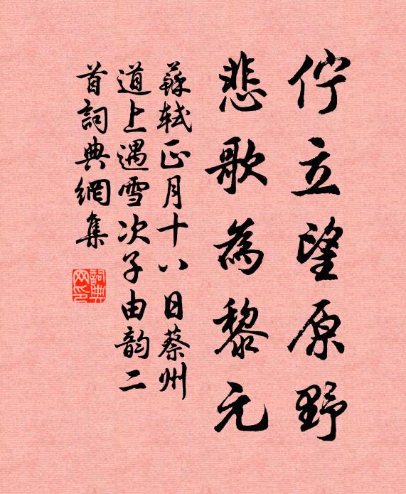 苏轼伫立望原野，悲歌为黎元书法作品欣赏