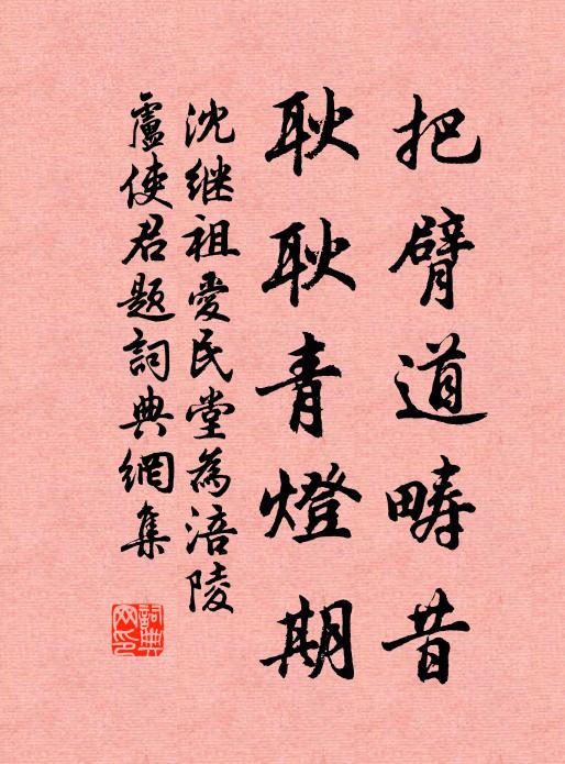 沈继祖把臂道畴昔，耿耿青灯期书法作品欣赏