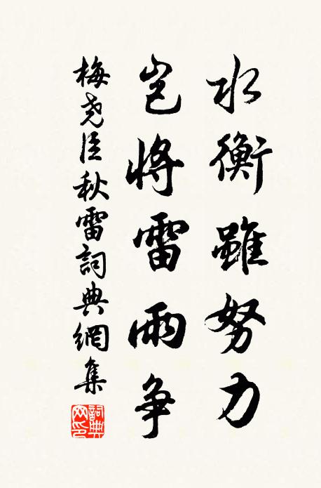 梅尧臣水衡虽努力，岂将雷雨争书法作品欣赏