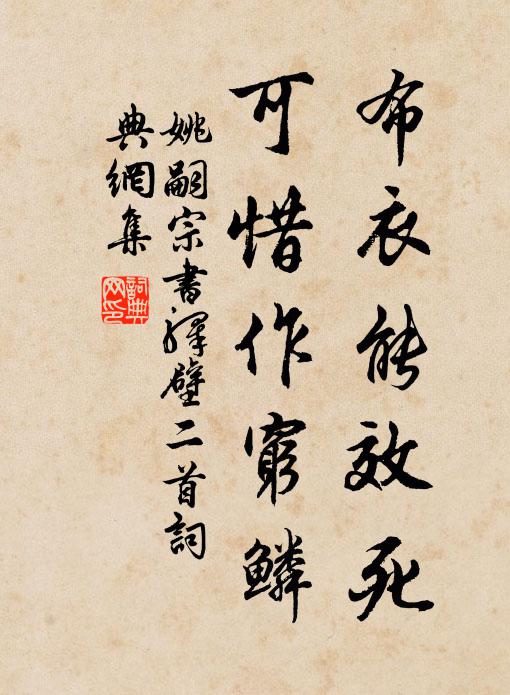 姚嗣宗布衣能效死，可惜作穷鳞书法作品欣赏