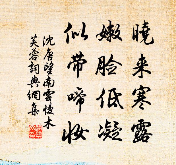 沈唐晓来寒露，嫩脸低凝，似带啼妆书法作品欣赏