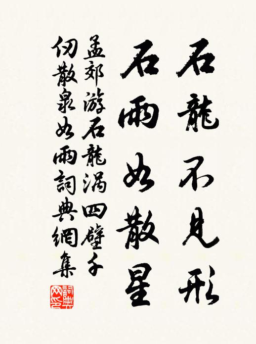 孟郊石龙不见形，石雨如散星书法作品欣赏