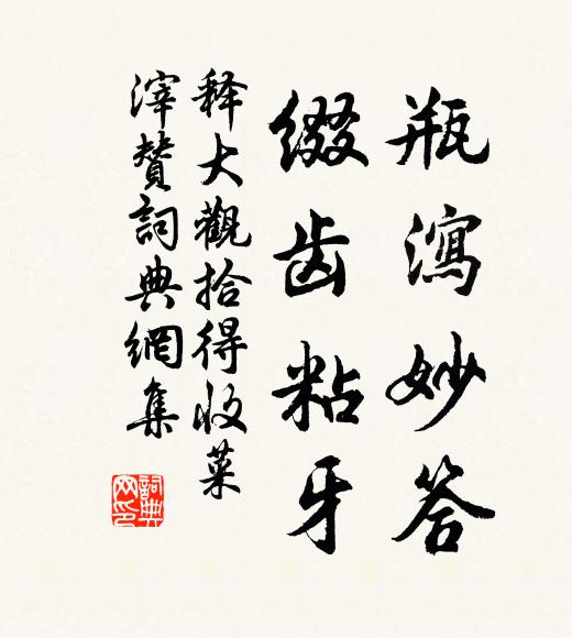 释大观瓶泻妙答，缀齿粘牙书法作品欣赏