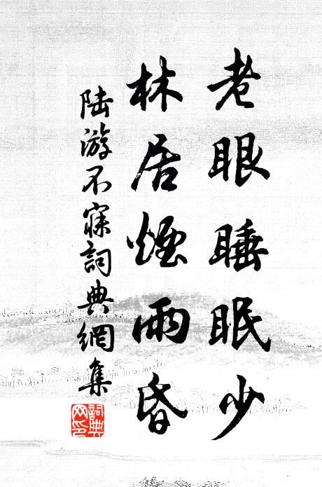 陆游老眼睡眠少，林居烟雨昏书法作品欣赏