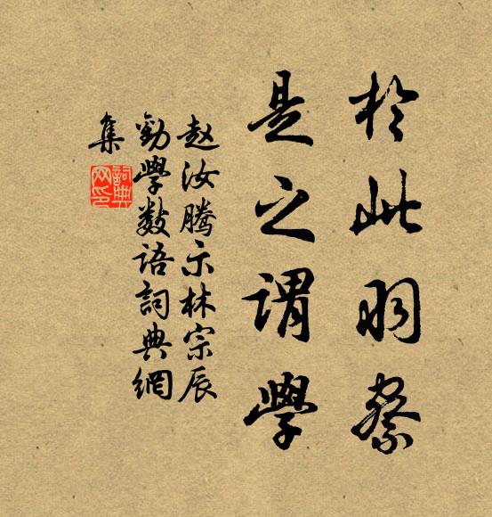 赵汝腾於此羽察，是之谓学书法作品欣赏