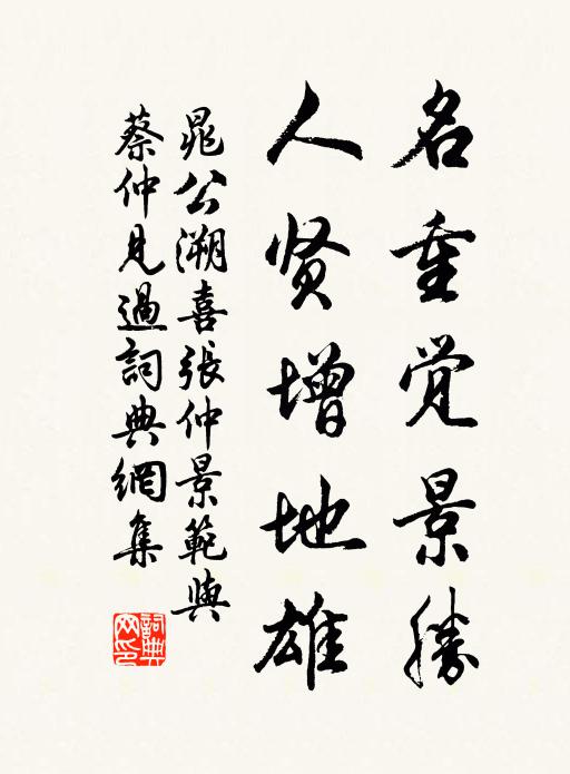 晁公溯名重觉景胜，人贤增地雄书法作品欣赏