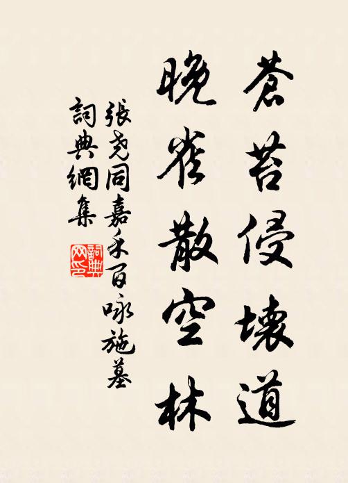张尧同苍苔侵坏道，晚雀散空林书法作品欣赏