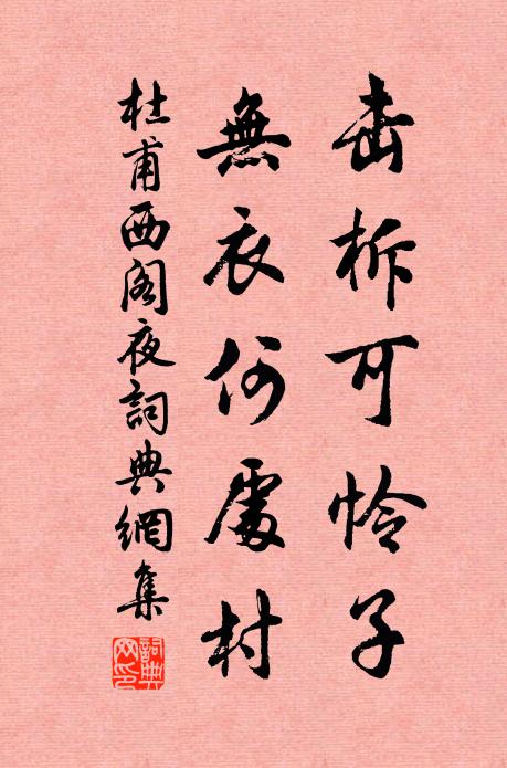 杜甫击柝可怜子，无衣何处村书法作品欣赏