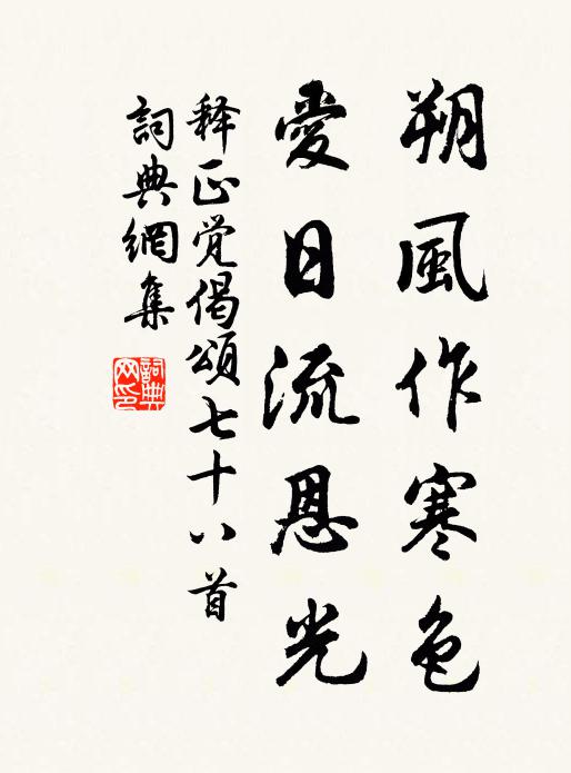 释正觉朔风作寒色，爱日流恩光书法作品欣赏