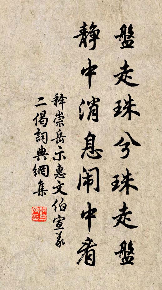 释崇岳盘走珠兮珠走盘，静中消息闹中看书法作品欣赏