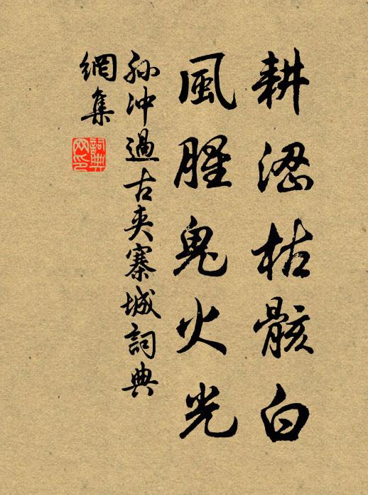 孙冲耕涩枯骸白,风腥鬼火光书法作品欣赏