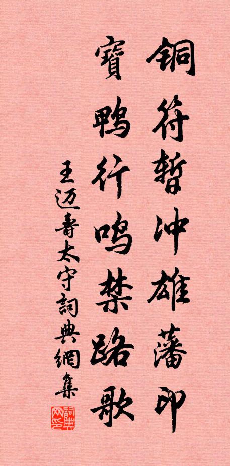王迈铜符暂冲雄藩印，宝鸭行鸣禁路歌书法作品欣赏