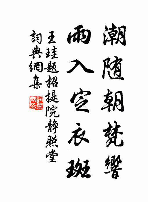 王珪潮随朝梵响，雨入定衣斑书法作品欣赏