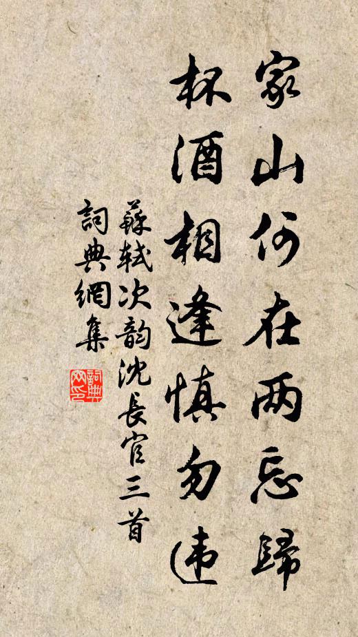 苏轼家山何在两忘归，杯酒相逢慎勿违书法作品欣赏