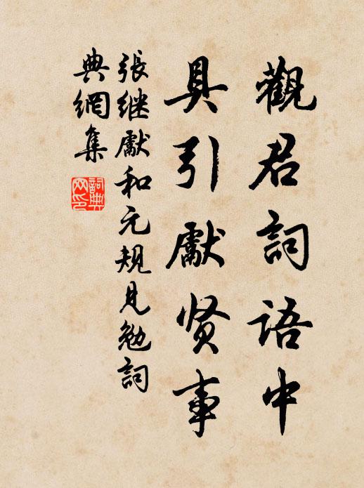 张继先观君词语中，具引先贤事书法作品欣赏