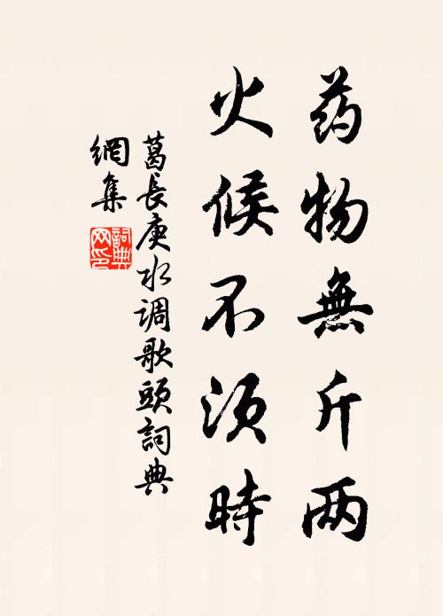 葛长庚药物无斤两，火候不须时书法作品欣赏
