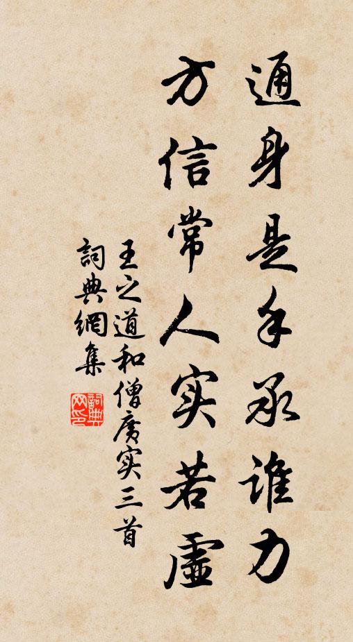 王之道通身是手承谁力，方信常人实若虚书法作品欣赏