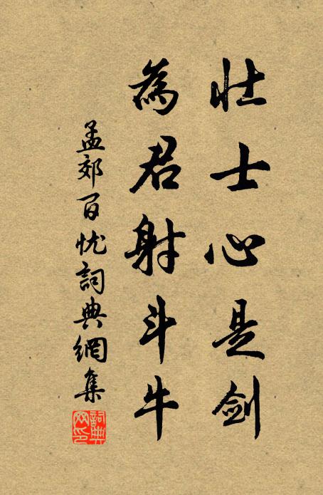 孟郊壮士心是剑，为君射斗牛书法作品欣赏