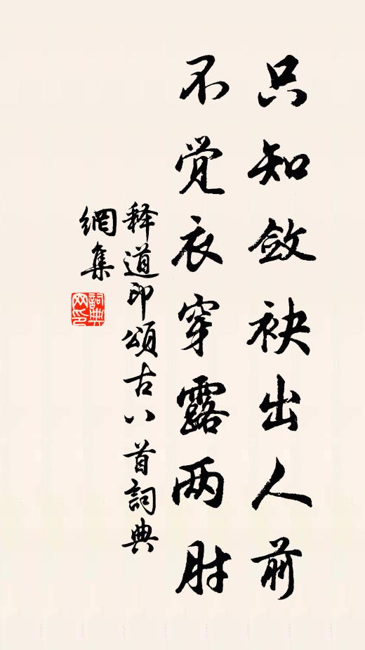 释道印只知敛袂出人前，不觉衣穿露两肘书法作品欣赏