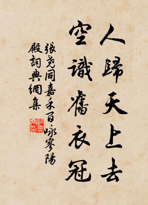 张尧同人归天上去，空识旧衣冠书法作品欣赏