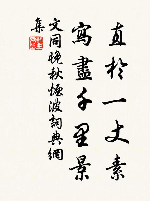 文同直于一丈素，写尽千里景书法作品欣赏