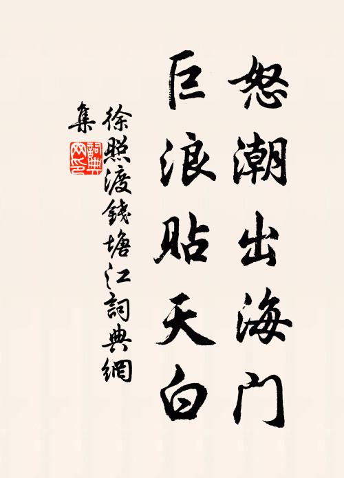 徐照怒潮出海门，巨浪贴天白书法作品欣赏