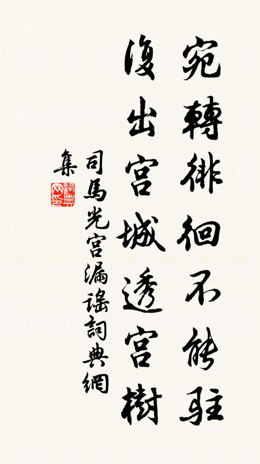 司马光宛转徘徊不能驻，复出宫城透宫树书法作品欣赏