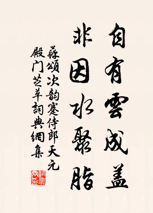 苏颂自有云成盖，非因水聚脂书法作品欣赏