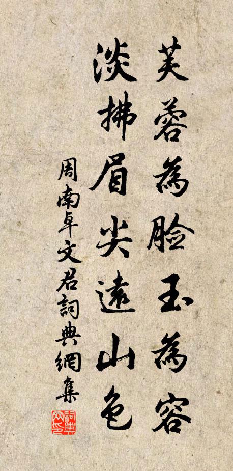 周南芙蓉为脸玉为容，淡拂眉尖远山色书法作品欣赏