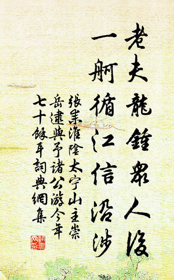 张耒老夫龙钟众人后，一舸循江信沿涉书法作品欣赏