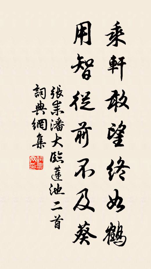 张耒乘轩敢望终如鹤，用智从前不及葵书法作品欣赏