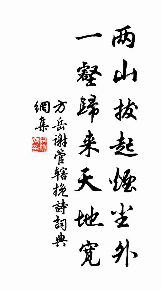 方岳两山拔起烟尘外，一壑归来天地宽书法作品欣赏