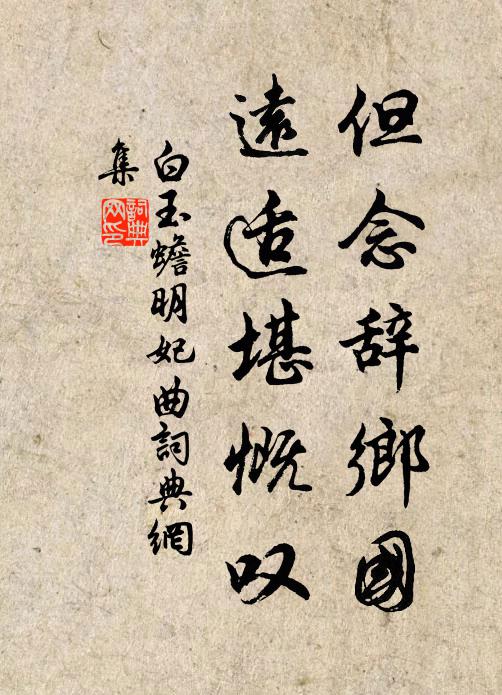 白玉蟾但念辞乡国，远适堪慨叹书法作品欣赏