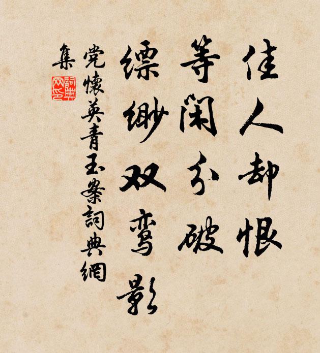 党怀英佳人却恨，等闲分破，缥缈双鸾影书法作品欣赏